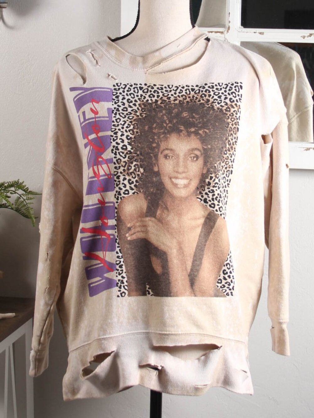 Whitney Houston Distressed Graphic Sweatshirt